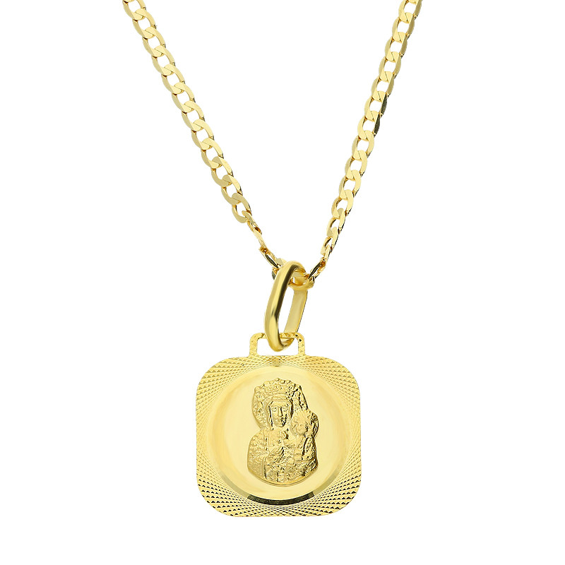 Złoty Medalik Matka Boska Częstochowska z Łańcuszkiem - JubilerSezam.pl