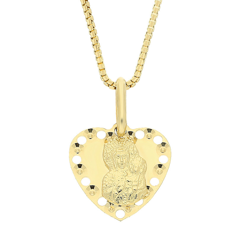 Złoty Medalik Matki Boskiej Częstochowskiej z Łańcuszkiem - JubilerSezam.pl