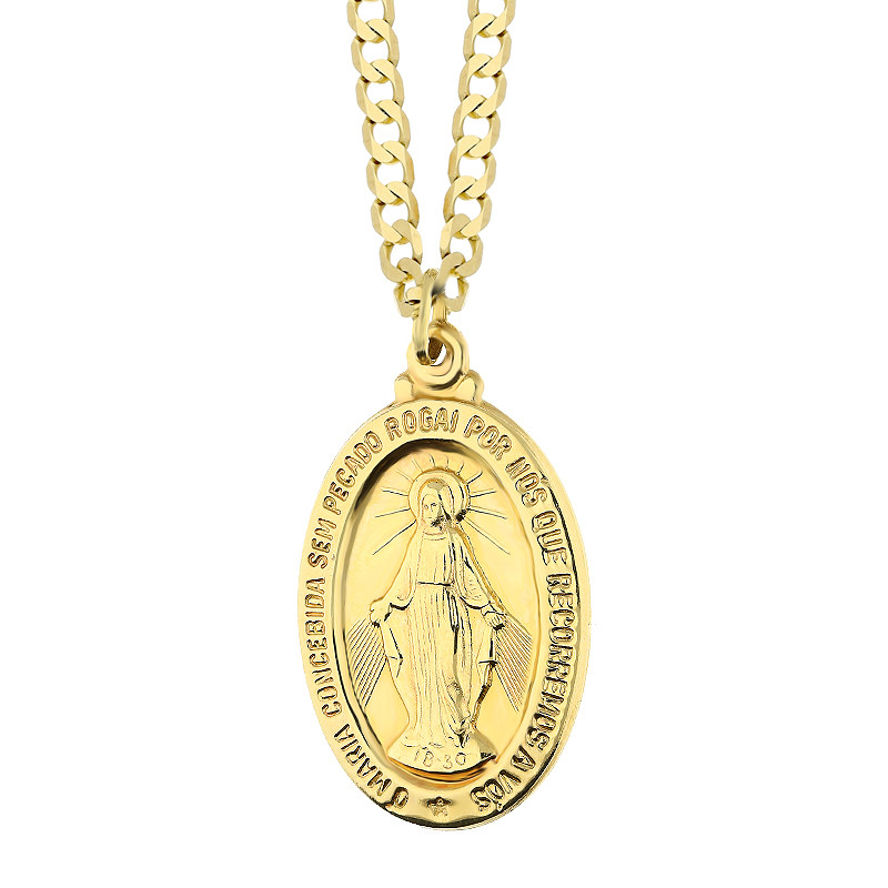 Złoty Medalik z Matką Boską z Łańcuszkiem pr. 585 - JubilerSezam.pl