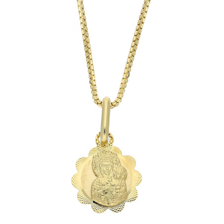 Złoty Medalik z Matką Boską Częstochowską i Łańcuszek - JubilerSezam.pl