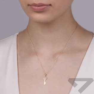 Zawieszka złota klucz z cyrkoniami i napisem Love próba 585