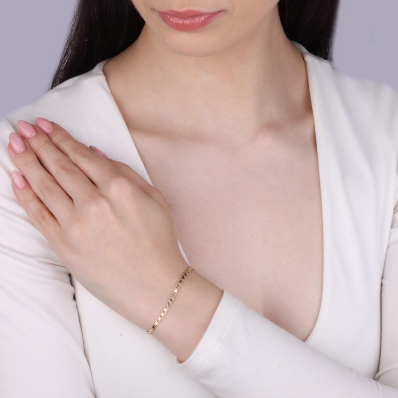 Bransoleta złota ażurowe łuski na taśmie próba 585