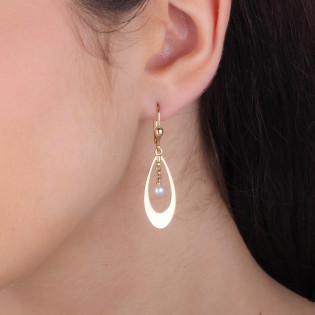 Kolczyki złote kropla ramka z perłą