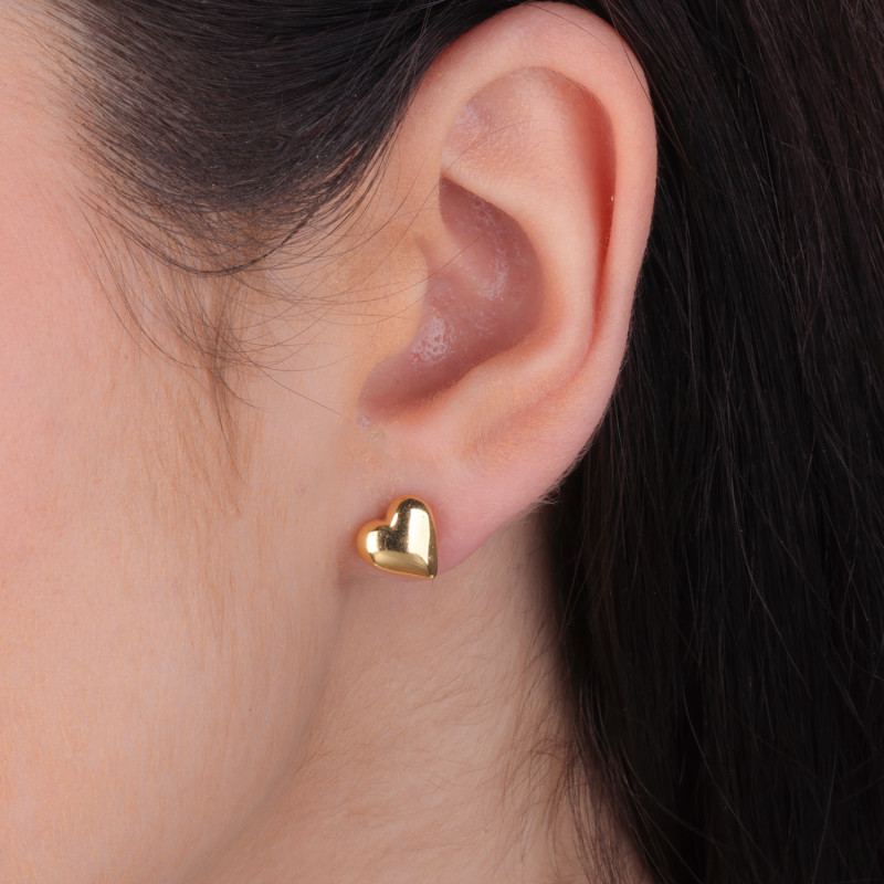 Kolczyki pozłacane z wypukłym sercem