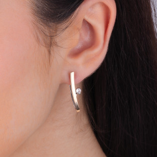 Kolczyki srebrne z prostokątną blaszką i cyrkonią