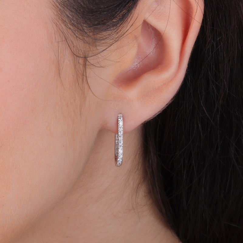 Kolczyki srebrne przecinki z białymi cyrkoniami