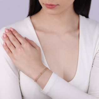 Bransoleta złota składak z koniczynkami i sercami