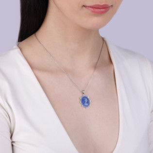 Zawieszka srebrna Kamea na niebieskiej masie