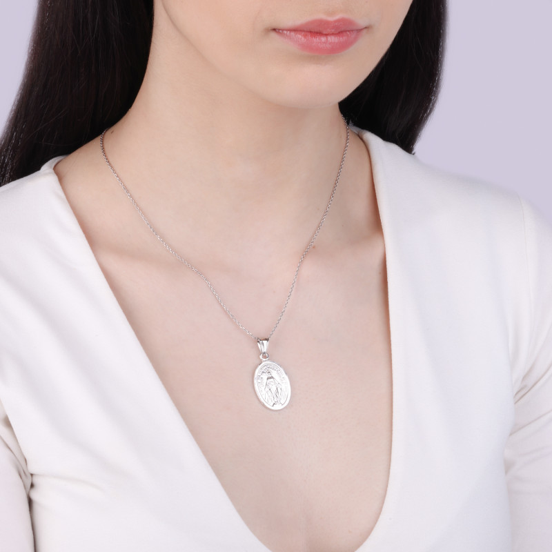 Medalik srebrny Niepokalana w owalu
