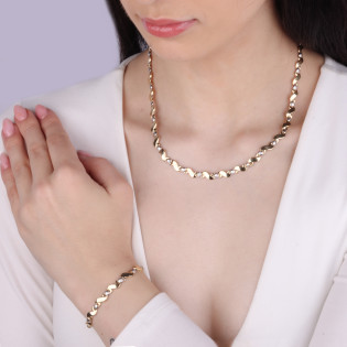 Bransoleta złota gładkie fale i grawerowane kulki