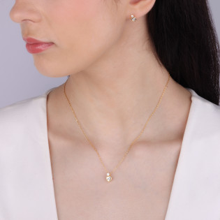 Pozłacany Naszyjnik Srebrny Serce z Cyrkonią - JubilerSezam.pl