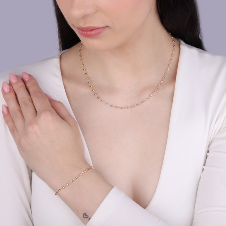 Naszyjnik złoty z grawerowanymi kulkami w trzech kolorach