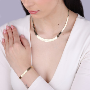 Bransoleta złota zygzak zaprezentowana na finalistce Miss Polski 2025 Katarzynie Agejczyk