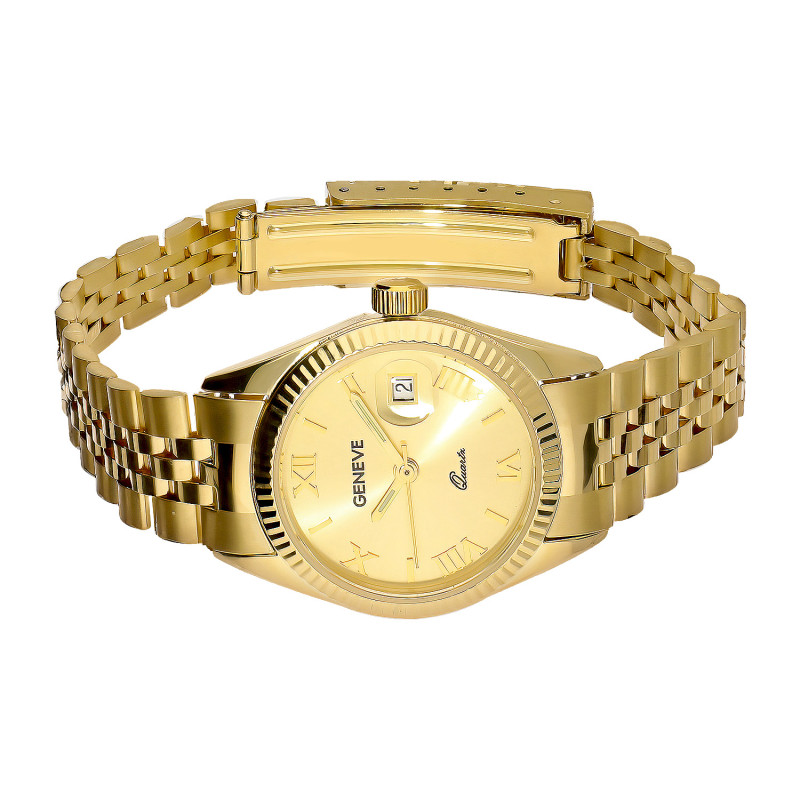 Zegarek złoty z okrągłą tarczą