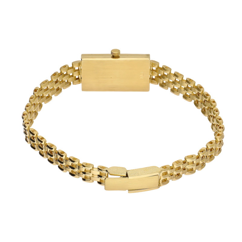 Zegarek złoty z prostokątną tarczą