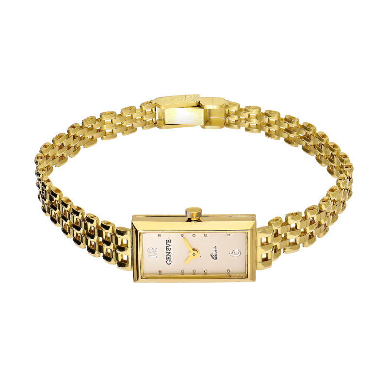 Zegarek złoty z prostokątną tarczą