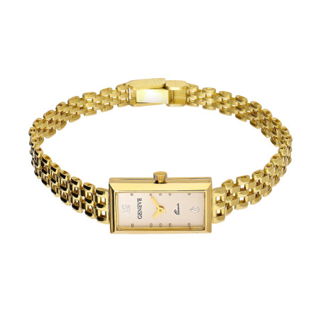 Zegarek złoty z prostokątną tarczą