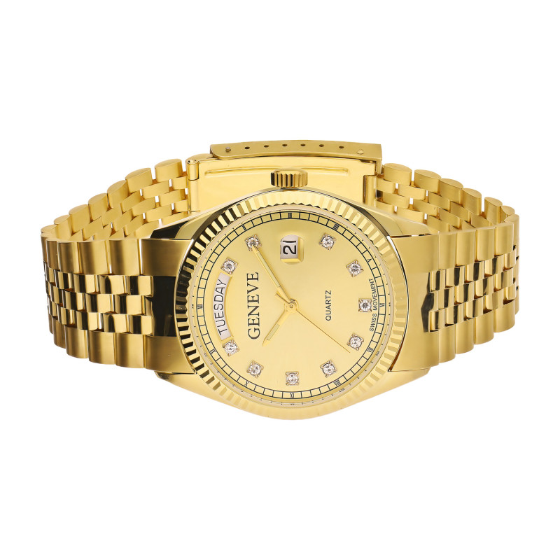 Zegarek złoty z cyrkoniami