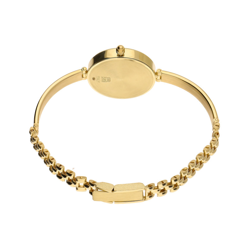 Zegarek złoty z okrągłą tarczą półsztywny