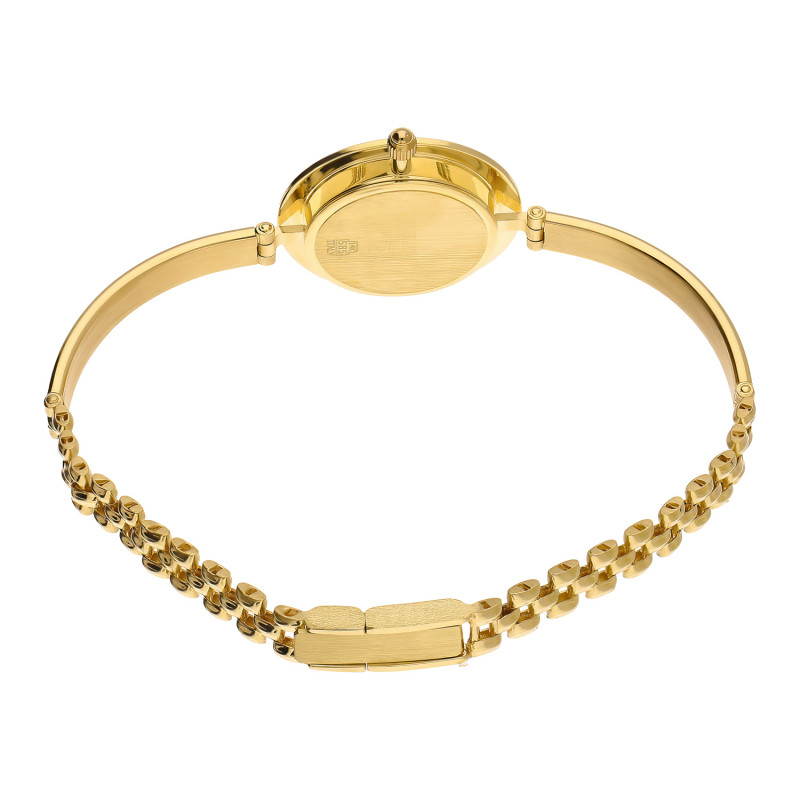 Zegarek złoty z okrągłą tarczą półsztywny