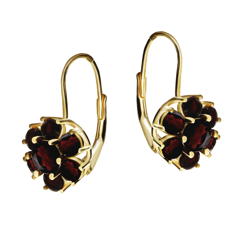 Złote Kolczyki z Granatami pr. 375 - JubilerSezam.pl