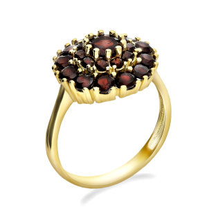 Pierścionek złoty z granatami MZ T17-GRNT-05-RS próba 375