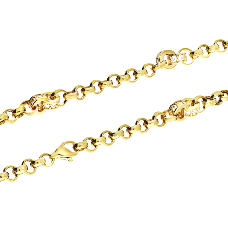 Naszyjnik złoty rolo z białymi cyrkoniami MZ T23-235-K195-ROLLO-2-YW-CZ próba 585