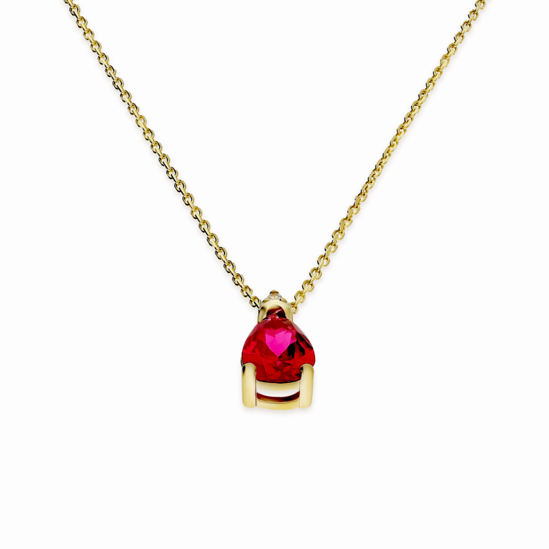 Naszyjnik złoty kropla z czerwoną cyrkonią/rolo MZ T23-3051-7X5MM-RED-CZ próba 585