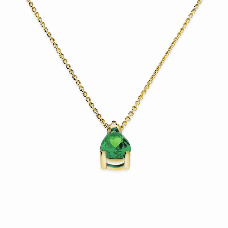 Kolczyki złote z zieloną cyrkonią w formie kropli/sztyft MZ T23-E-PN-3051-7X5MM-GREEN-CZ próba 375