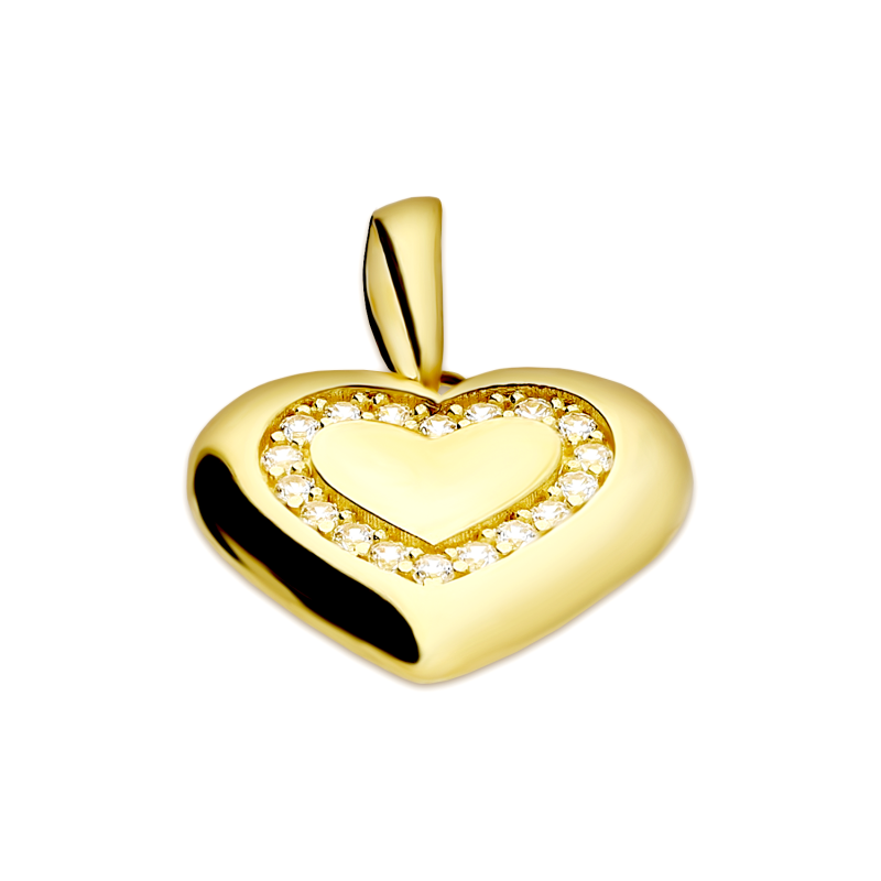 Serduszko złote gładkie z mniejszym sercem z cyrkoniami MZ T23-P-2236-CZ próba 375