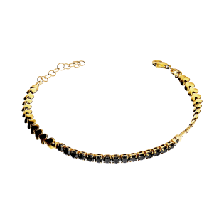 Pozłacana Bransoletka Srebrna Serca i Cyrkonie pr. 925 - JubilerSezam.pl