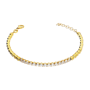 Bransoleta pozłacana rząd białych cyrkonii i kulki młotkowane PW775 GOLD próba 925