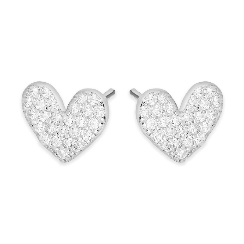 Srebrne kolczyki serca z cyrkoniami - JubilerSezam.pl
