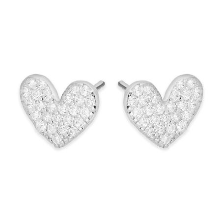 Kolczyki srebrne serce z białymi cyrkoniami