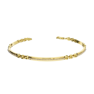 Bransoleta złota prostokąty z cyrkoniami i płotek