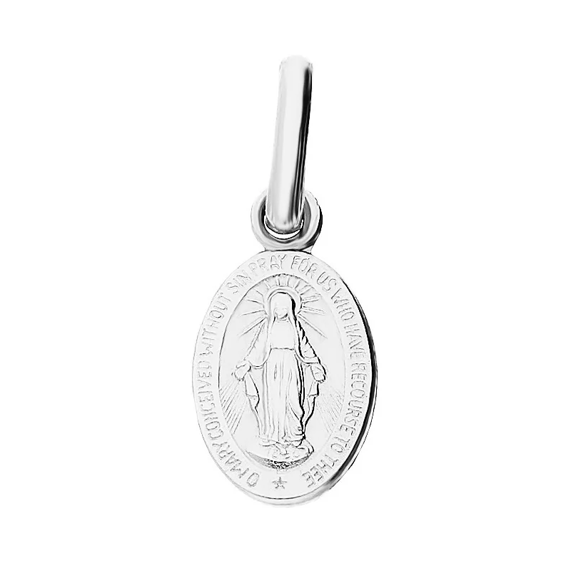 Medalik z białego złota Niepokalana w owalu