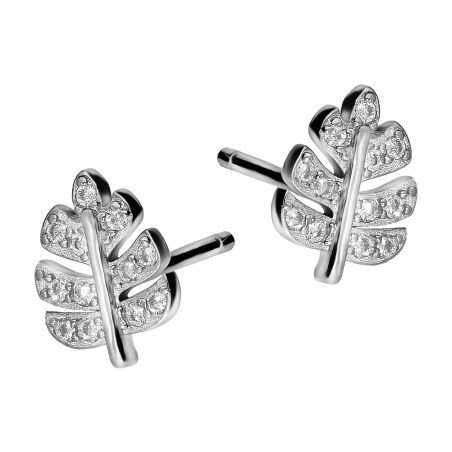 Srebrne kolczyki Monstera z cyrkoniami - JubilerSezam.pl