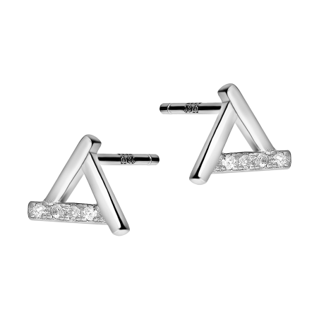 Srebrne Kolczyki Trójkąty z Cyrkoniami - JubilerSezam.pl