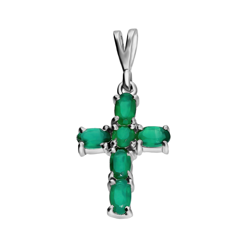 Srebrny Krzyżyk z Agatami Kwadratowy - JubilerSezam.pl