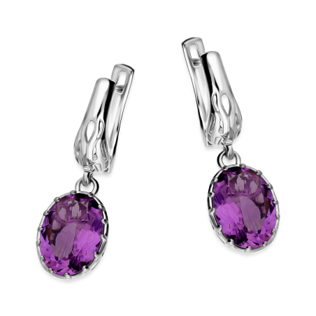 Srebrne Kolczyki z Ametystem Ażurowe - JubilerSezam.pl