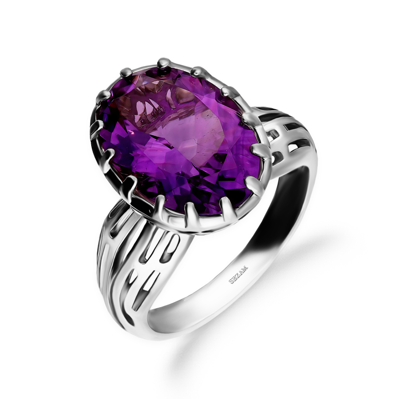 Pierścionek srebrny z ametystem