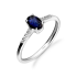 Pierścionek srebrny z szafirem i cyrkoniami
