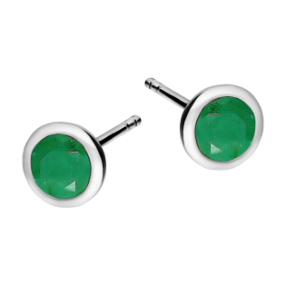 Srebrne kolczyki ze szmaragdem - JubilerSezam.pl