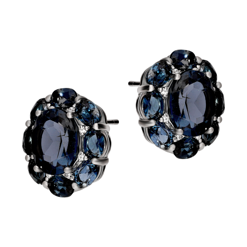 Srebrne kolczyki z topazami kwiaty - JubilerSezam.pl