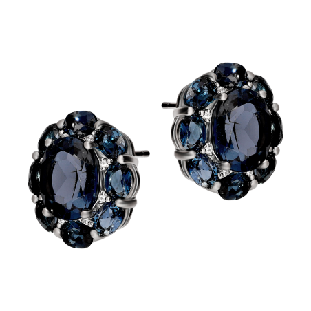 Kolczyki srebrne z topazami w formie kwiatu