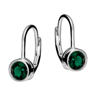 Kolczyki srebrne z zieloną cyrkonią w okrągłej oprawie