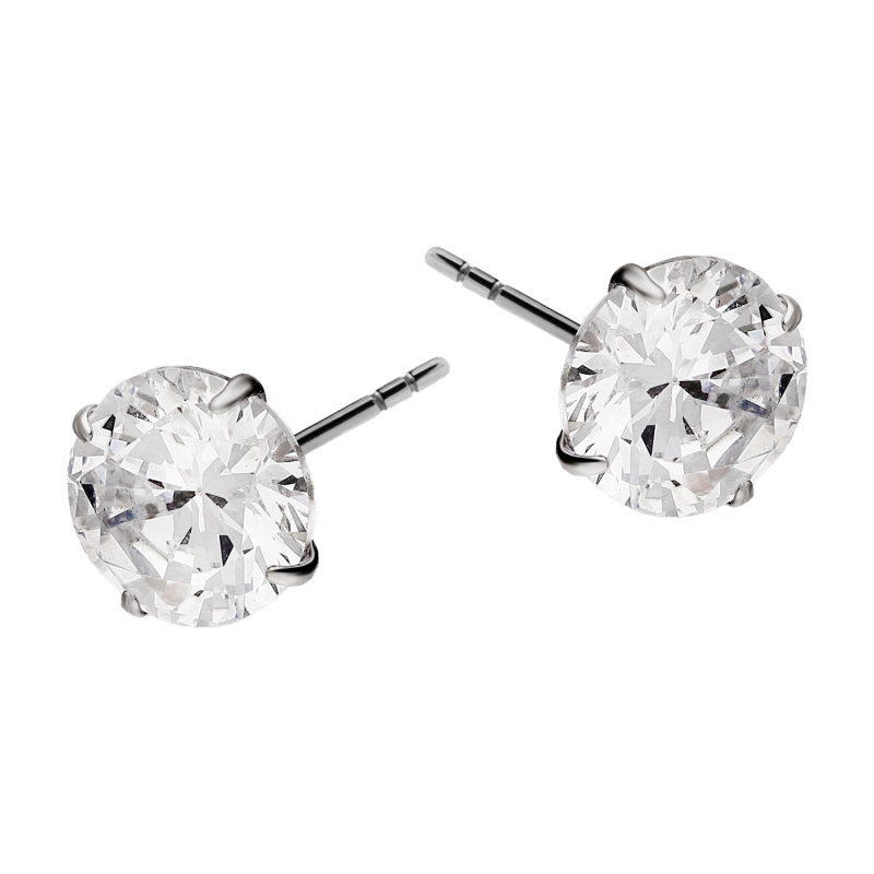 Srebrne kolczyki z cyrkonią 8mm - JubilerSezam.pl