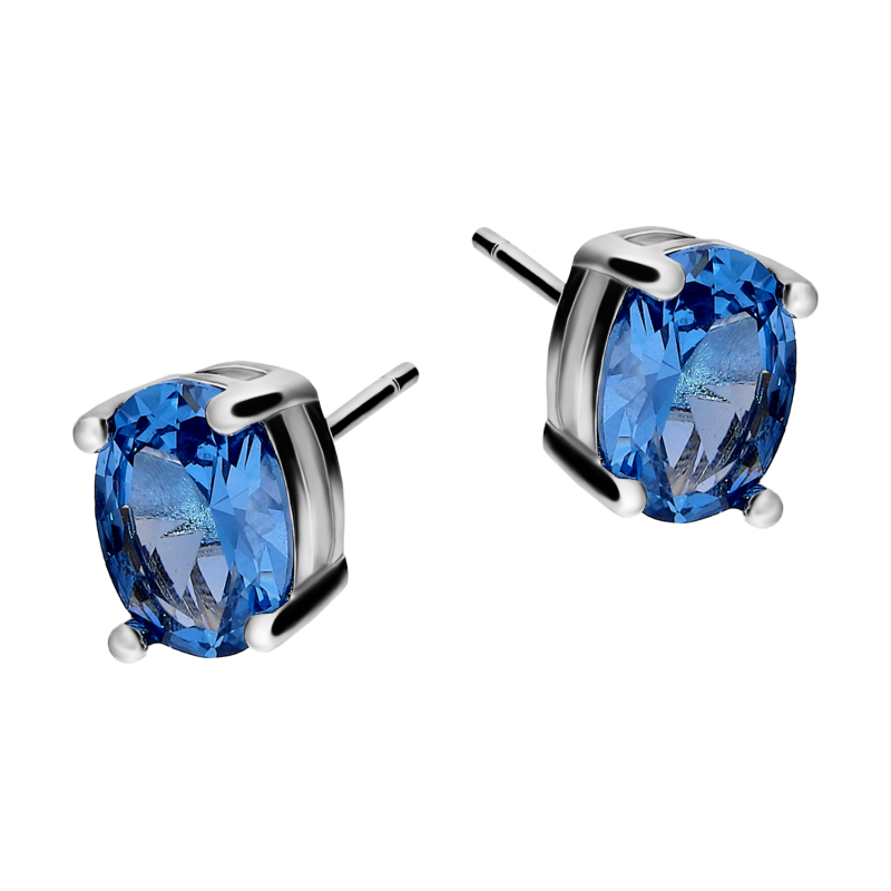 Kolczyki srebrne z jasno-niebieską cyrkonią