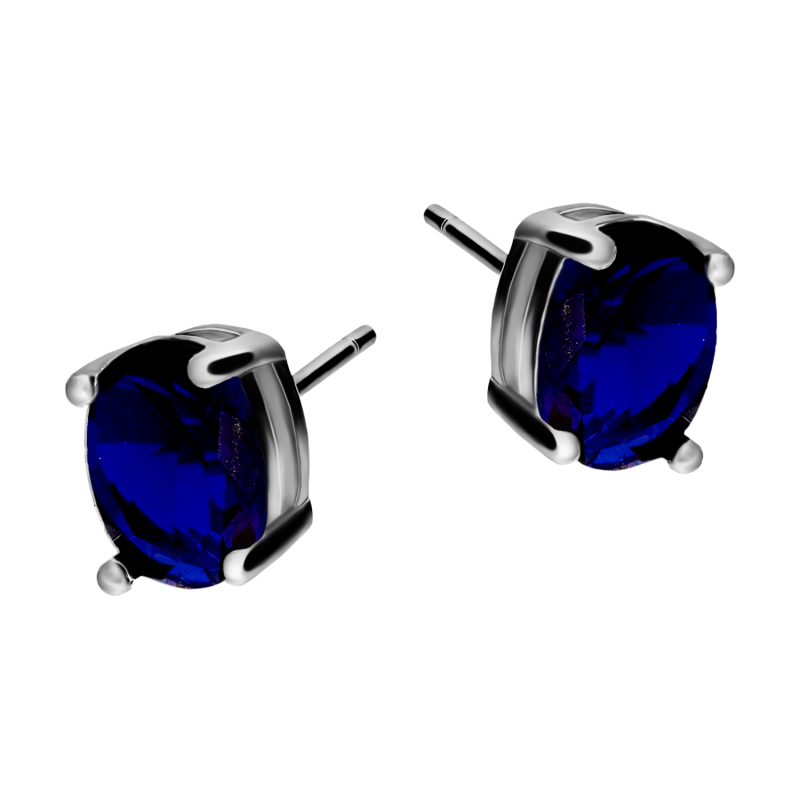 Kolczyki srebrne z szafirową cyrkonią