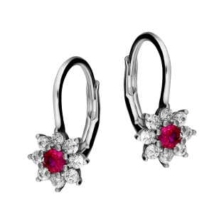 Srebrne kolczyki dla dziewczynki kwiatek z cyrkonią - JubilerSezam.pl